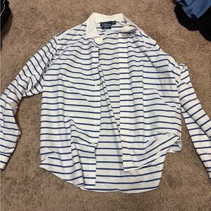 White stripped polo long sleeve shirt